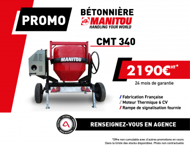 Offre promo bétonnière Manitou CMT 340 à 2190 € HT